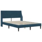 vidaXL Rám postele s čelnou doskou Modrá 140 x 190 cm Zamat – Obrázok 3