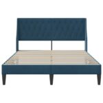 vidaXL Rám postele s čelnou doskou Modrá 140 x 190 cm Zamat – Obrázok 4
