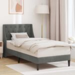 vidaXL Rám postele s čelnou doskou Tmavosivá 100 x 203 cm Zamat