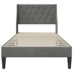 vidaXL Rám postele s čelnou doskou Tmavosivá 100 x 203 cm Zamat – Obrázok 4