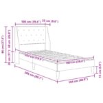 vidaXL Rám postele s čelnou doskou Tmavosivá 100 x 203 cm Zamat – Obrázok 9