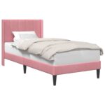 vidaXL Rám postele s čelnou doskou Ružová 90 x 190 cm Zamat – Obrázok 2