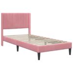 vidaXL Rám postele s čelnou doskou Ružová 90 x 190 cm Zamat – Obrázok 3