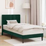 vidaXL Rám postele s čelnou doskou Tmavozelená 90 x 200 cm Zamat