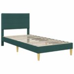 vidaXL Rám postele s čelnou doskou Tmavozelená 90 x 200 cm Látka – Obrázok 3