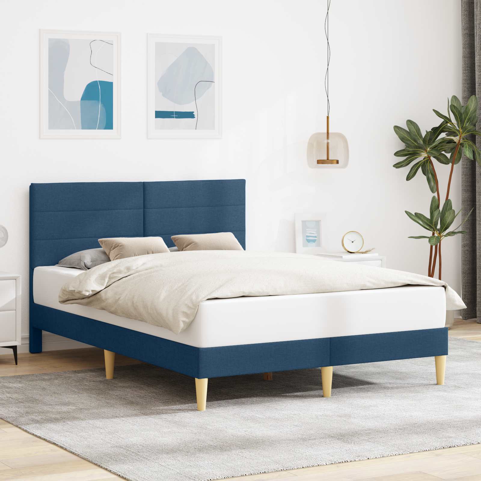 42027581_1.jpg vidaXL Rám postele s čelnou doskou Modrá 120 x 200 cm Látka – Obrázok 1
