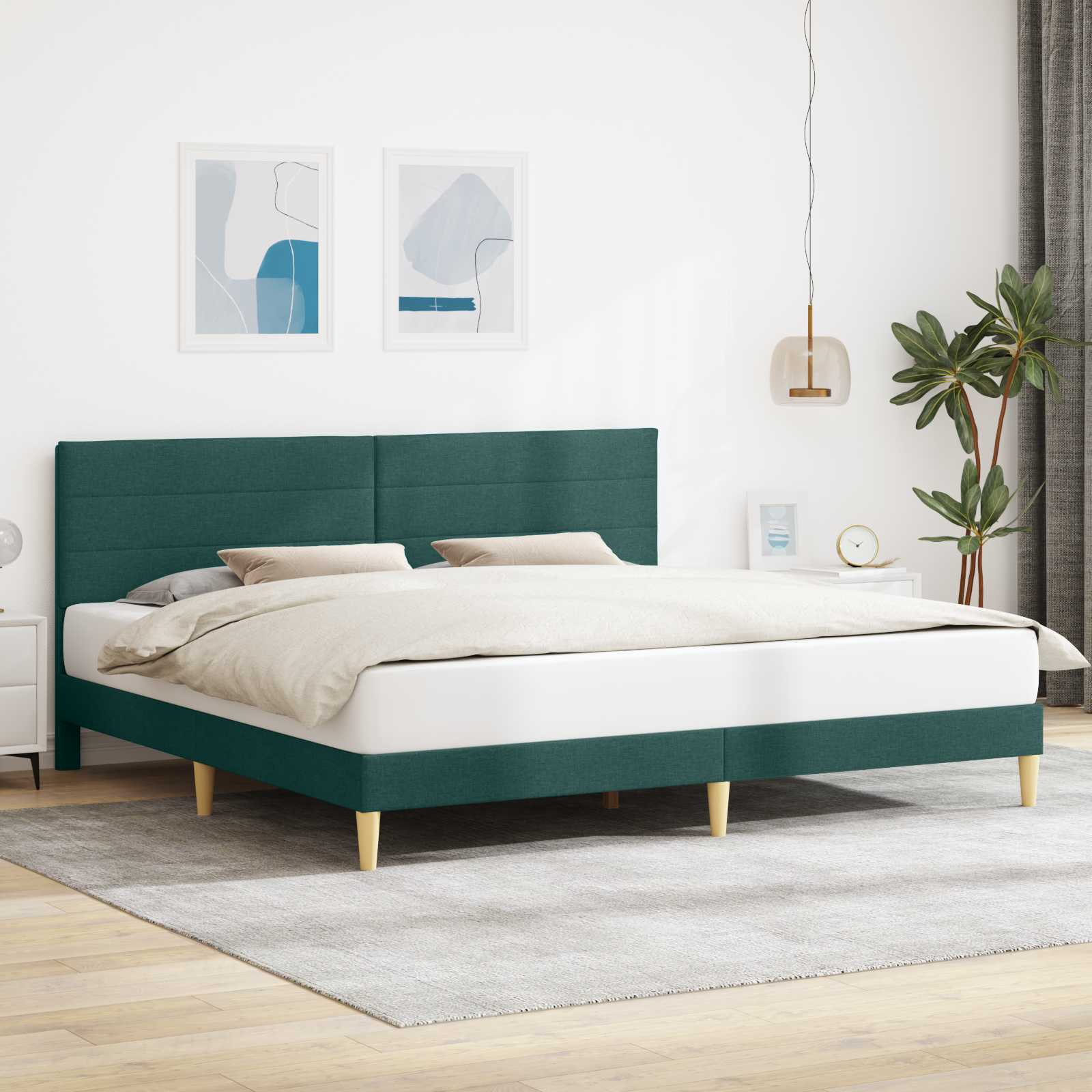 42027603_1.jpg vidaXL Rám postele s čelnou doskou Tmavozelená 180 x 200 cm Látka – Obrázok 1