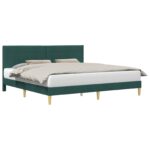 vidaXL Rám postele s čelnou doskou Tmavozelená 180 x 200 cm Látka – Obrázok 2