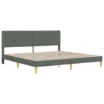 vidaXL Rám postele s čelnou doskou Tmavosivá 200 x 200 cm Látka – Obrázok 3