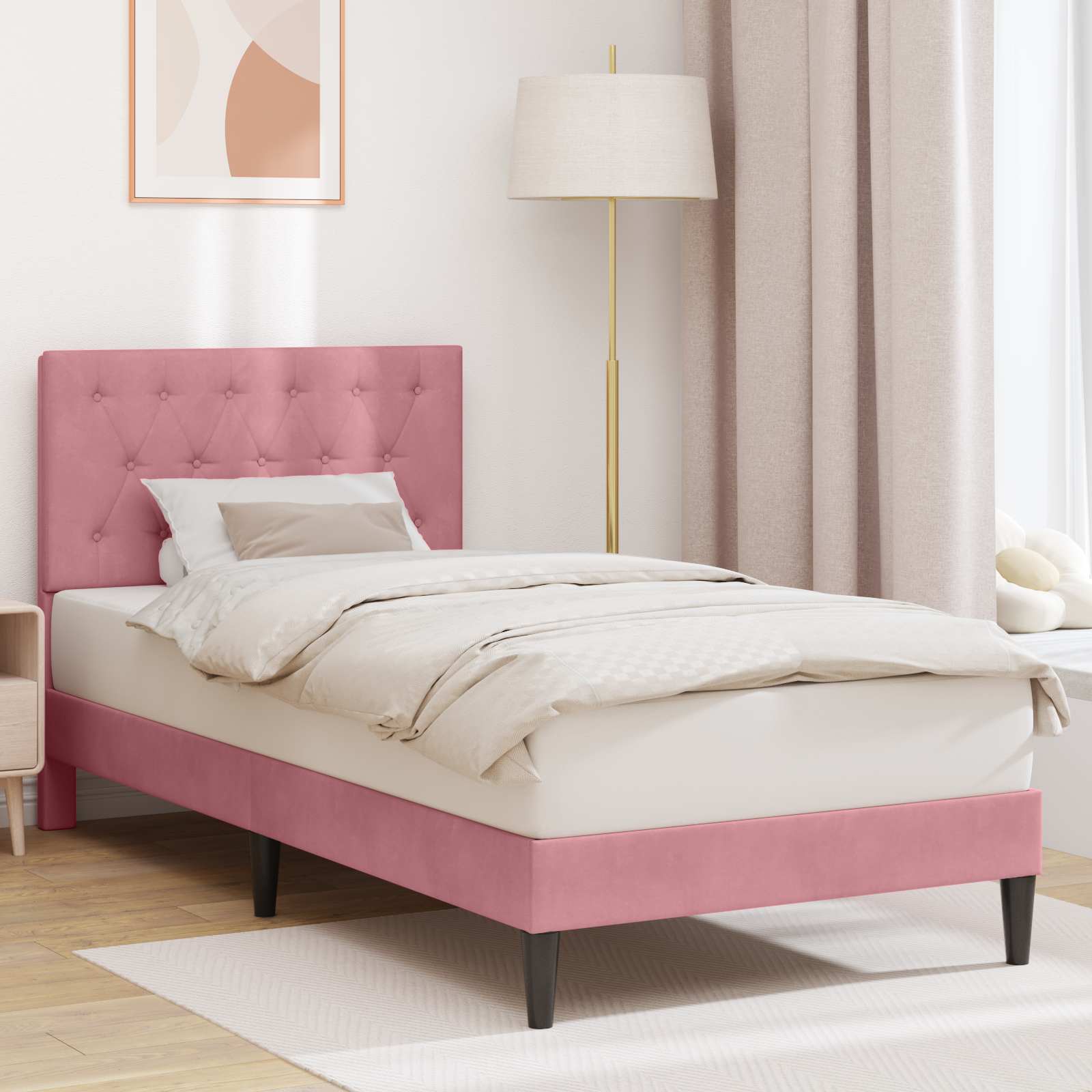 42027628_1.jpg vidaXL Rám postele s čelnou doskou Ružová 80 x 200 cm Zamat – Obrázok 1