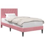 vidaXL Rám postele s čelnou doskou Ružová 90 x 190 cm Zamat – Obrázok 2