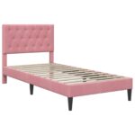 vidaXL Rám postele s čelnou doskou Ružová 90 x 190 cm Zamat – Obrázok 3