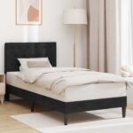vidaXL Rám postele s čelnou doskou Čierna 90 x 200 cm Zamat