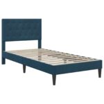 vidaXL Rám postele s čelnou doskou Modrá 90 x 200 cm Zamat – Obrázok 3