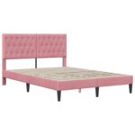 vidaXL Rám postele s čelnou doskou Ružová 120 x 200 cm Zamat – Obrázok 3