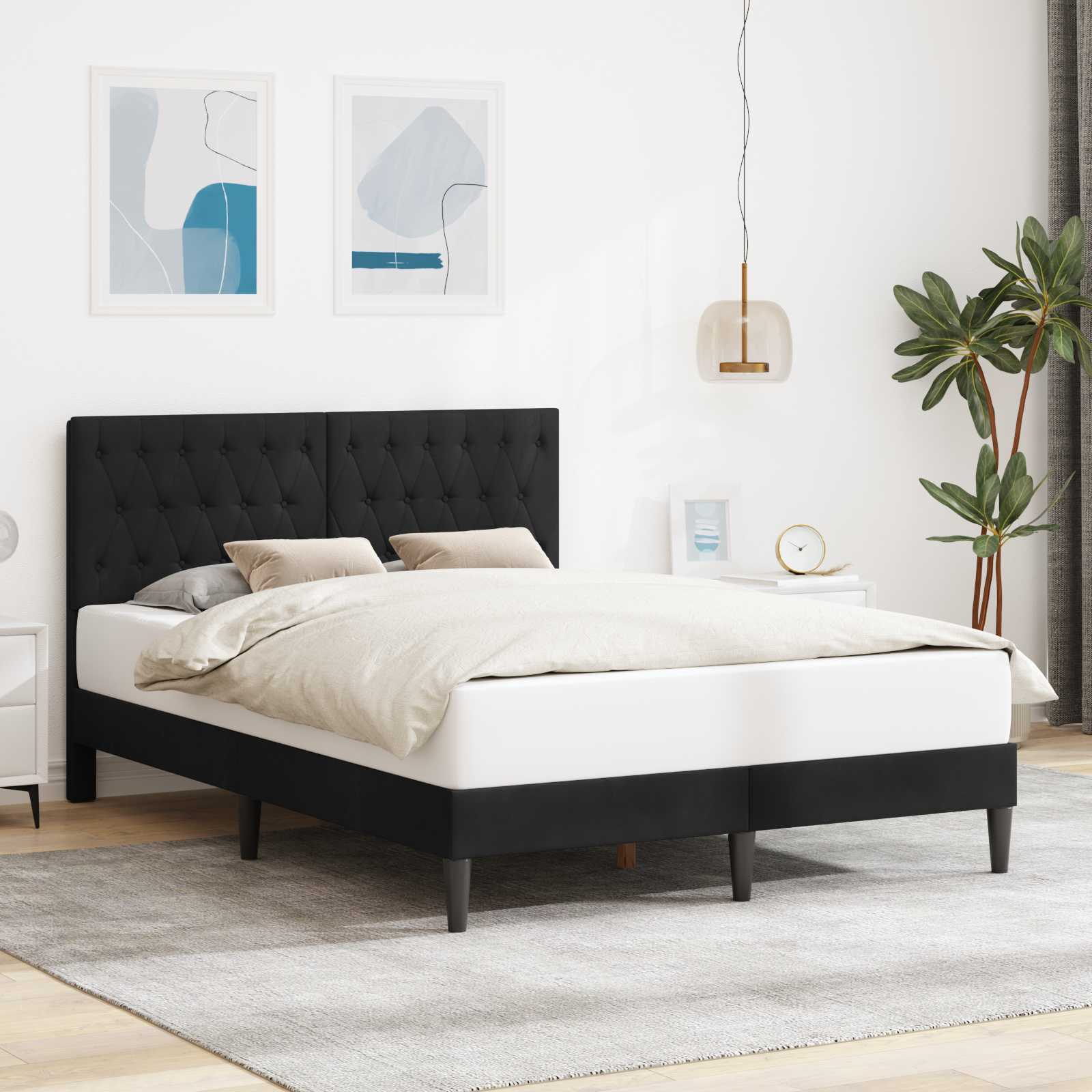 42027659_1.jpg vidaXL Rám postele s čelnou doskou Čierna 120 x 200 cm Zamat – Obrázok 1