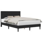 vidaXL Rám postele s čelnou doskou Čierna 140 x 190 cm Zamat – Obrázok 2