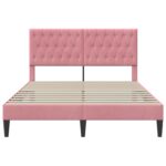 vidaXL Rám postele s čelnou doskou Ružová 140 x 200 cm Zamat – Obrázok 4