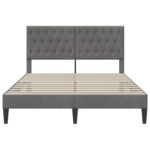 vidaXL Rám postele s čelnou doskou Tmavosivá 160 x 200 cm Zamat – Obrázok 4