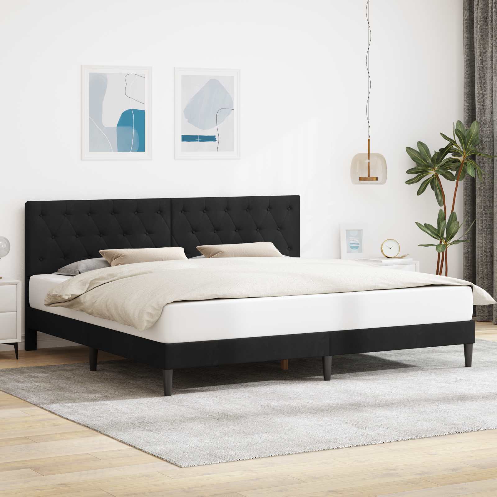 42027683_1.jpg vidaXL Rám postele s čelnou doskou Čierna 180 x 200 cm Zamat – Obrázok 1