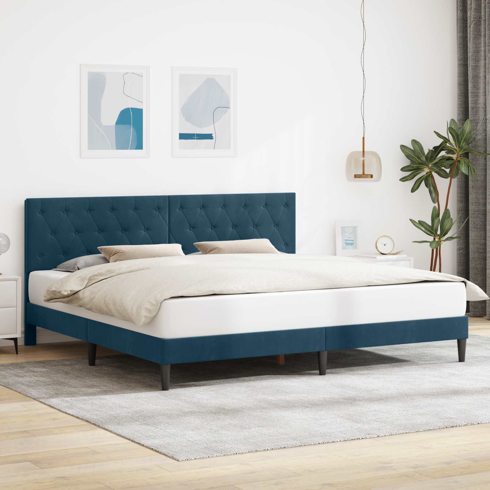 42027684_1.jpg vidaXL Rám postele s čelnou doskou Modrá 180 x 200 cm Zamat – Obrázok 1