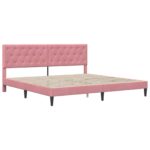 vidaXL Rám postele s čelnou doskou Ružová 200 x 200 cm Zamat – Obrázok 3