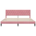 vidaXL Rám postele s čelnou doskou Ružová 200 x 200 cm Zamat – Obrázok 4