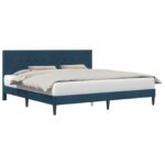vidaXL Rám postele s čelnou doskou Modrá 200 x 200 cm Zamat – Obrázok 2