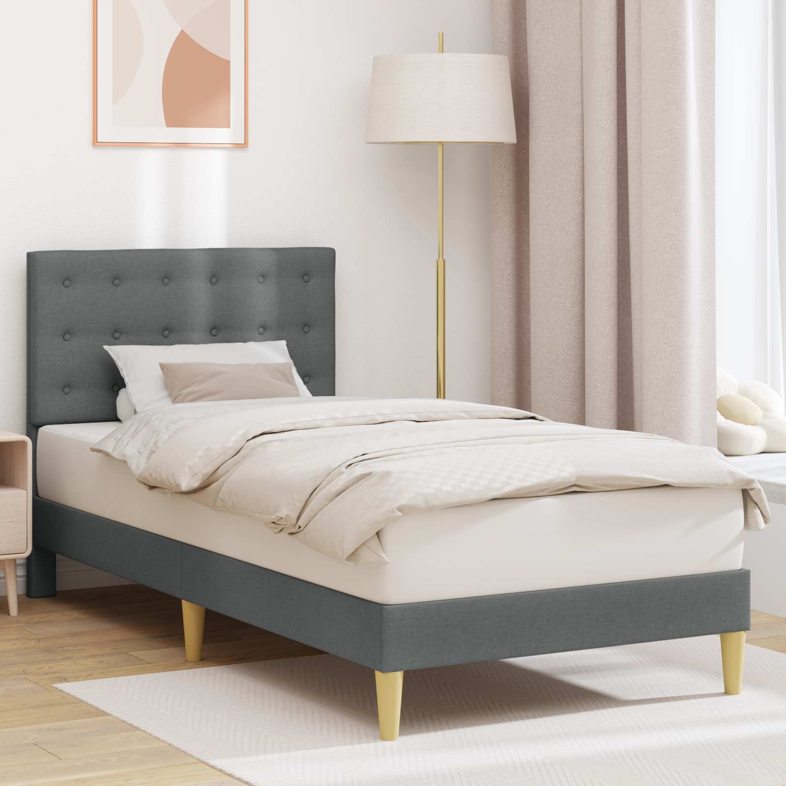 42027762_1.jpg vidaXL Rám postele s čelnou doskou Tmavosivá 90 x 190 cm Látka – Obrázok 1