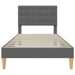 vidaXL Rám postele s čelnou doskou Tmavosivá 90 x 190 cm Látka – Obrázok 4