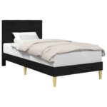 vidaXL Rám postele s čelnou doskou Čierna 90 x 190 cm Látka – Obrázok 2