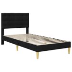 vidaXL Rám postele s čelnou doskou Čierna 90 x 190 cm Látka – Obrázok 3