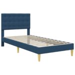 vidaXL Rám postele s čelnou doskou Modrá 90 x 190 cm Látka – Obrázok 3
