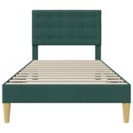vidaXL Rám postele s čelnou doskou Tmavozelená 90 x 200 cm Látka – Obrázok 4