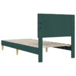 vidaXL Rám postele s čelnou doskou Tmavozelená 90 x 200 cm Látka – Obrázok 6
