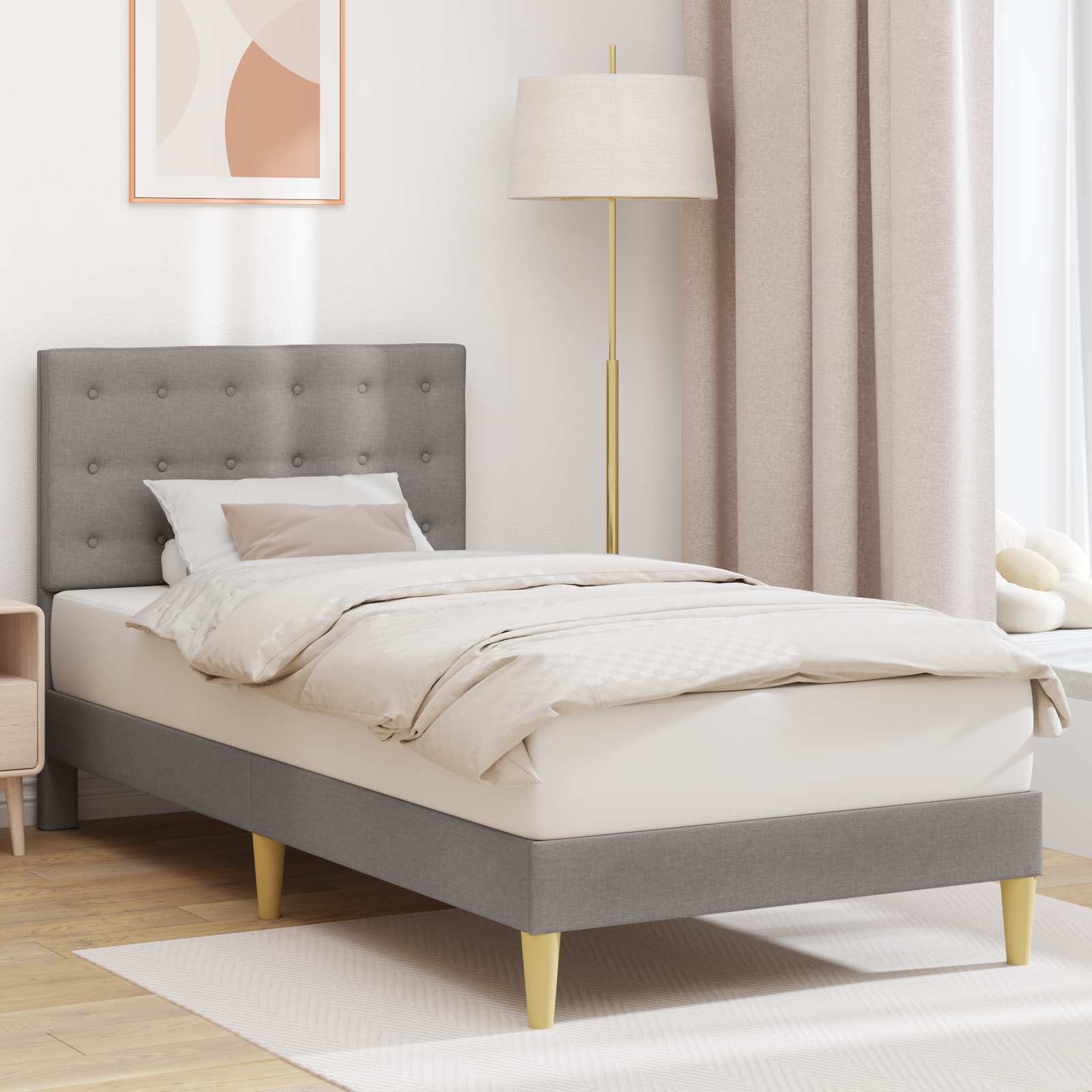 42027771_1.jpg vidaXL Rám postele s čelnou doskou Sivohnedá 90 x 200 cm Látka – Obrázok 1