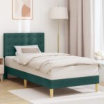 vidaXL Rám postele s čelnou doskou Tmavozelená 100 x 200 cm Látka