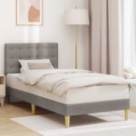 vidaXL Rám postele s čelnou doskou Sivohnedá 100 x 200 cm Látka