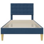 vidaXL Rám postele s čelnou doskou Modrá 100 x 200 cm Látka – Obrázok 4