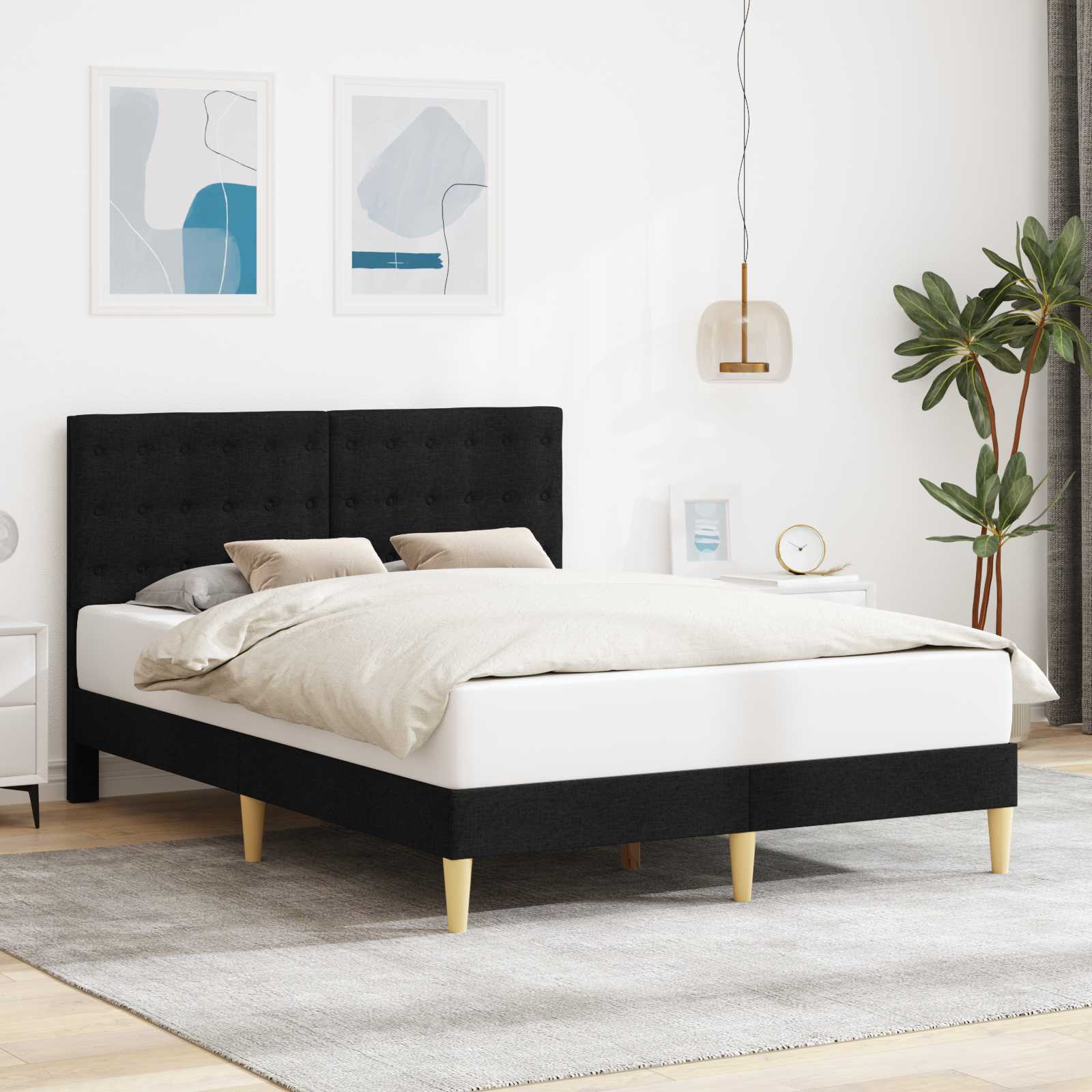 42027787_1.jpg vidaXL Rám postele s čelnou doskou Čierna 120 x 200 cm Látka – Obrázok 1