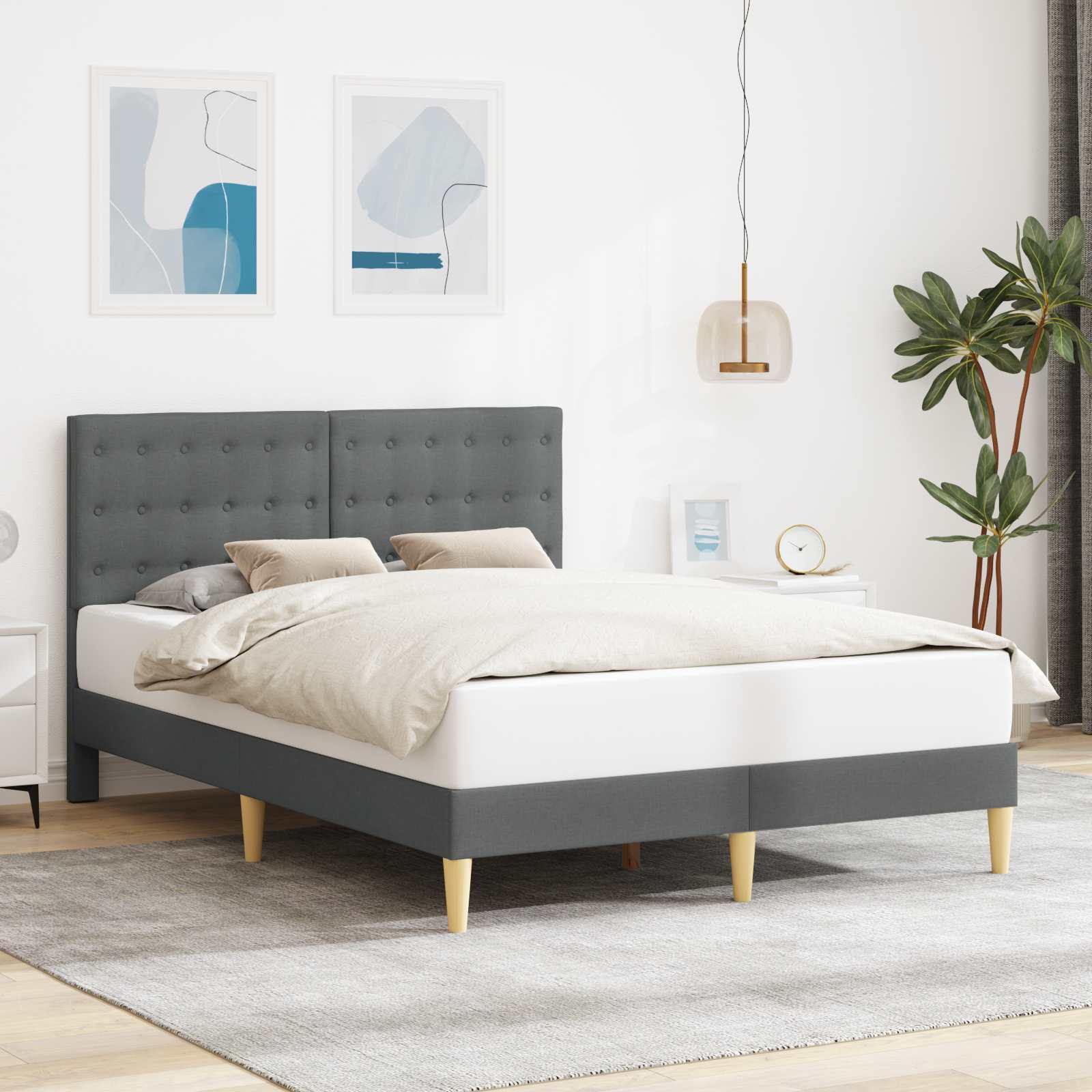 42027798_1.jpg vidaXL Rám postele s čelnou doskou Tmavosivá 140 x 200 cm Látka – Obrázok 1