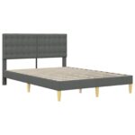 vidaXL Rám postele s čelnou doskou Tmavosivá 140 x 200 cm Látka – Obrázok 3