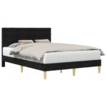 vidaXL Rám postele s čelnou doskou Čierna 160 x 200 cm Látka – Obrázok 2