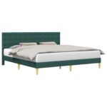 vidaXL Rám postele s čelnou doskou Tmavozelená 180 x 200 cm Látka – Obrázok 2
