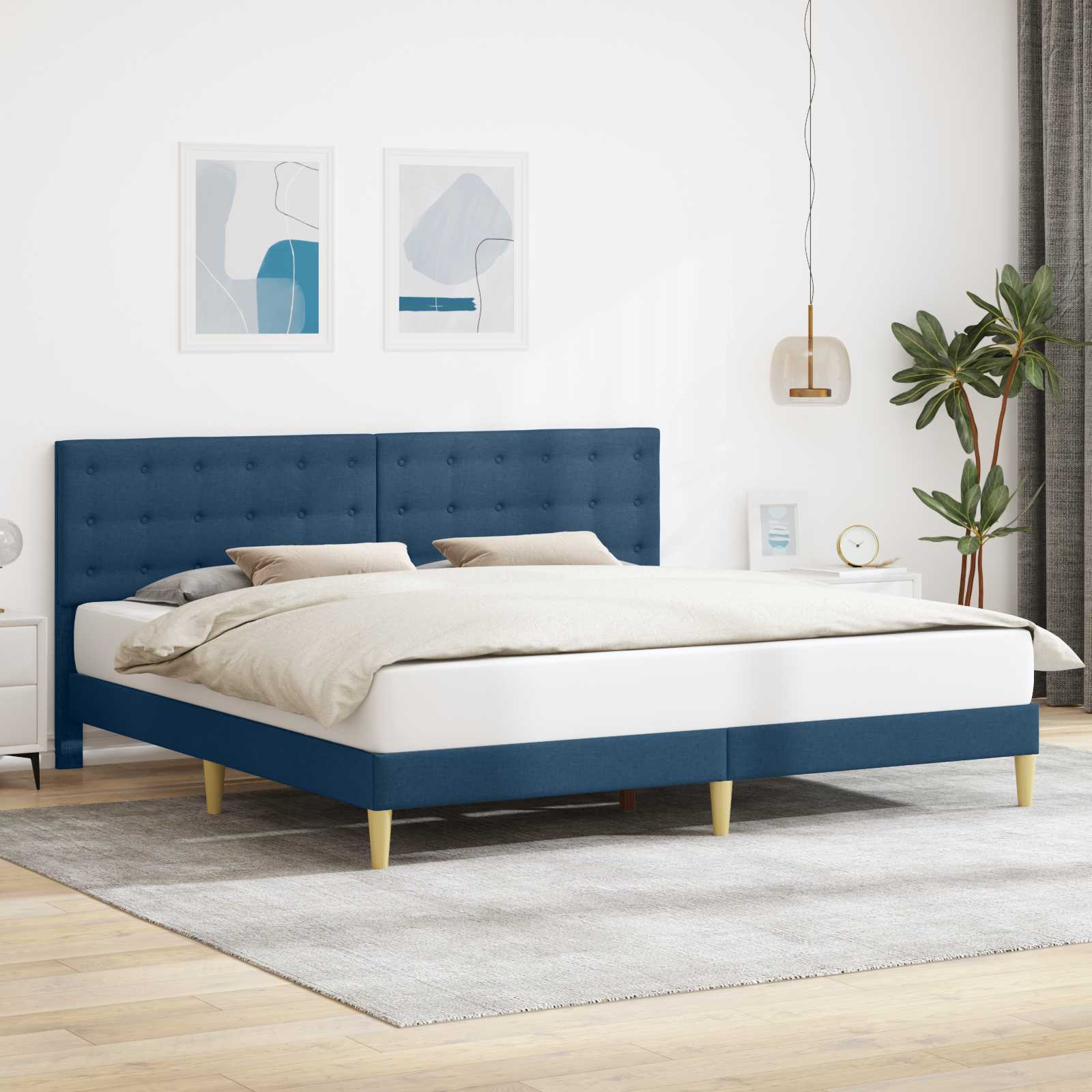 42027814_1.jpg vidaXL Rám postele s čelnou doskou Modrá 180 x 200 cm Látka – Obrázok 1