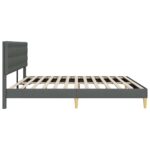 vidaXL Rám postele s čelnou doskou Tmavosivá 200 x 200 cm Látka – Obrázok 5
