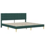 vidaXL Rám postele s čelnou doskou Tmavozelená 200 x 200 cm Látka – Obrázok 3