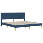 vidaXL Rám postele s čelnou doskou Modrá 200 x 200 cm Látka – Obrázok 3