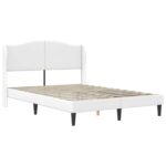 vidaXL Rám postele s čelnou doskou Biela 160 x 200 cm Umelá koža – Obrázok 3