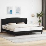 vidaXL Rám postele s čelnou doskou Čierna 200 x 200 cm Umelá koža